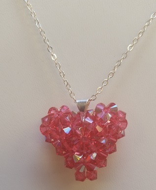 4mm Puffy Heart- Indian Pink AB