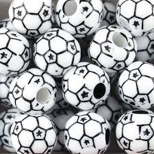 Team Sports Acrylic Soccer Ball Beads - 12 mm - 60pc