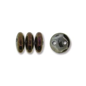 2-Hole Lentil Bead- 6mm - Iris Brown