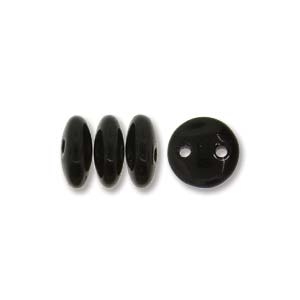 2-Hole Lentil Bead, 6mm, - Jet