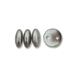 2-Hole Lentil Bead- 6mm - Pastel Silver