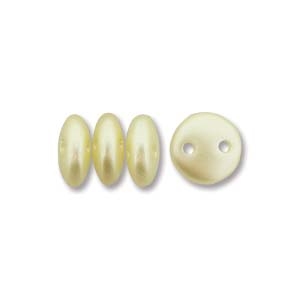 2-Hole Lentil Bead- 6mm - Cream