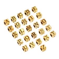 6mm Gold Plated Lead Free Pewter Letter Beads