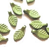 Lucite Leaf Bead - Mini Leaf, Metallic Green, 4mm x 7mm