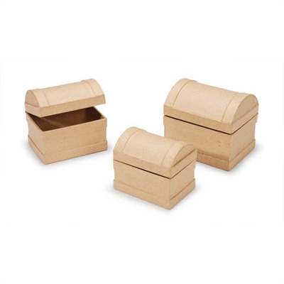 Paper Mache Chest Set - 4-1/4 - 3-3/4 - 3-1/2 inches