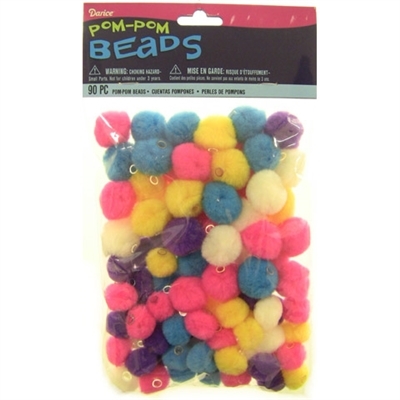 DariceÂ® Pom Pom Beads for Crafts - Bright Colors - Assorted Sizes - 90 pieces