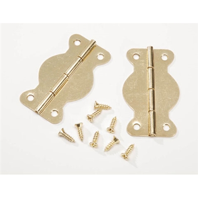 Iron Hinges with Brass Plated Screws - Curved - 1-3/4 inches