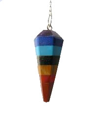 7 Stone Chakra Pendulum - 6 Sided