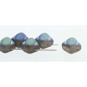 Silky Bead, 6mm, 2-Hole - Glittery Matte Graphite