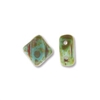 Silky Bead, 6mm, 2-Hole - Turquoise Travertine/Picasso