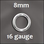 Sterling Silver Open Jump Ring - 8mm, 16 gauge