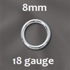 Sterling Silver Open Jump Ring - 8mm, 18 gauge