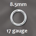 Sterling Silver Open Jump Ring - 8.5mm, 17 gauge