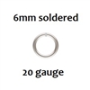 Sterling Silver Soldered Jump Ring - 6mm, 20ga