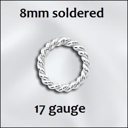 Sterling Silver Twisted Soldered Jumpring-8mm, 17g