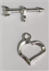 Sterling Silver Fancy Heart Toggle