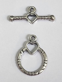Sterling Silver Round Heart Toggle