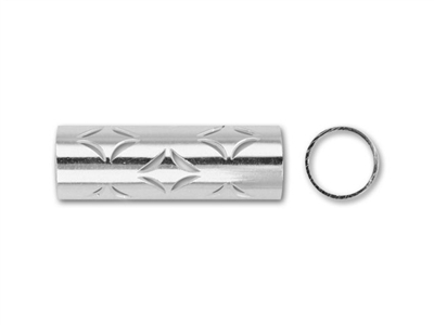 Sterling Silver Large Hole Tube with Closed Diamond Pattern - 5mm x 10mm