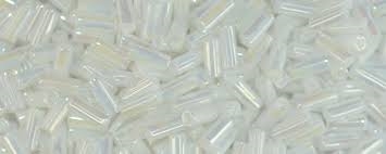 Taiwanese #3 Bugle Bead - Opaque White AB #B441