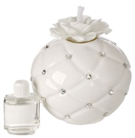 Italian Bone China Ivory Flower Diffuser with Swarovski Accents