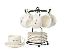 Cucina Italiana Ceramic 12pc Espresso Set With Stand