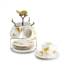 Butterfly Ginkgo Gold Demitasse Set w/Stand