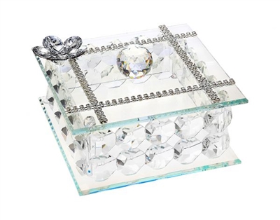 925 Argento Italian Silver Crystal Jewelry Box W. Swarovski Crystal