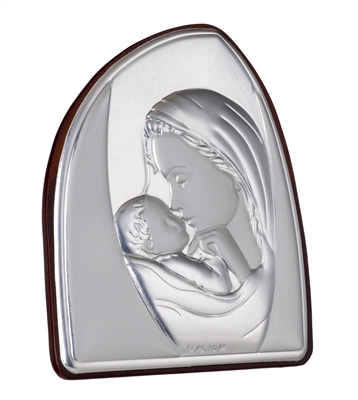 There is no bond more special than that between a mother and child. This elegant religious Icon by Sima Creations features the beauty and shine of 925 Silver while exuding a lighthearted look with its abstract shape. This unique and spirited piece is a pa
