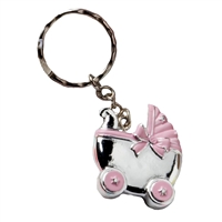 Pink Baby Carriage Design Key Chains