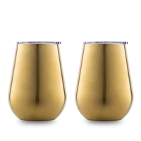 14 Oz Champagne Stemless Wine Tumblers, Set Of 2