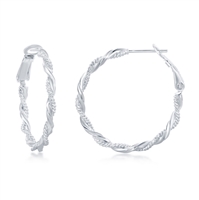 Sterling Silver Intertwinted Rope & Twist Design Hoop Earrings