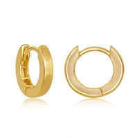 Sterling Silver 3x13mm Huggie Hoop Earrings - Brushed Gold Plated