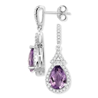 Bellissima Sterling Silver Pear Amethyst Earrings