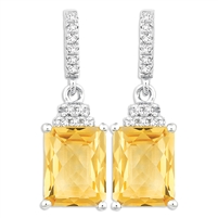 Bellissima Sterling Silver Octagon Citrine Earrings