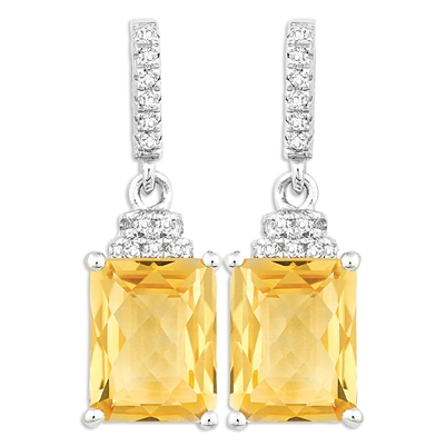 Bellissima Sterling Silver Octagon Citrine Earrings