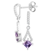 Bellissima Sterling Silver Square Amethyst Earrings