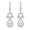 Sterling Silver 2.8 cttw White Topaz Designed Teardrop Bridal Earrings