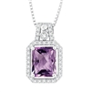 Bellissima Sterling Silver Octagon Amethyst Necklace