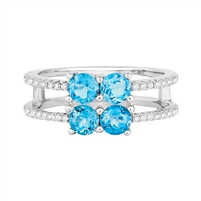 Bellissima Sterling Silver Round Swiss Blue Topaz Ring