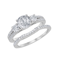 Sterling Silver Halo Designed Triple 2.4 cttw White Topaz Wedding and Engagment Bridal Ring