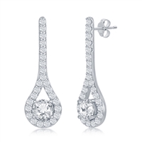 Sterling Silver Long Pearshaped CZ Earrings