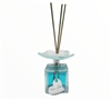 Debora Carlucci Square Reed Diffuser Bottle w Aqua Blue Scent and Vibrant Flower Top 3.5 oz.