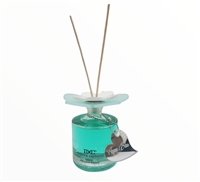 Debora Carlucci Renoir Collection Aqua Blue Scent Large Round Diffuser Bottle w/ Vibrant Flower Top 7 oz