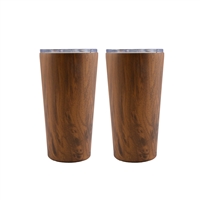 20 Oz Wood Stainless Steel Highballs, Set Of 2