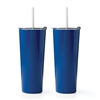 24 Oz Bright Blue Insulated Tumblers, Set Of 2