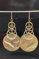 UNOAERRE by UNOAERRE 18t Gold Plated 3 Tone Pendant Earrings