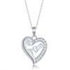 Sterling Silver 'Mom' CZ Heart Necklace