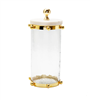 Hammered Glass canister with Gold Ball Design