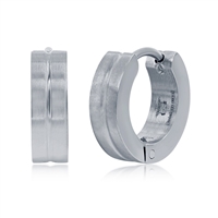 Stainless Steel 13mm Lined Huggie Hoop Earrings