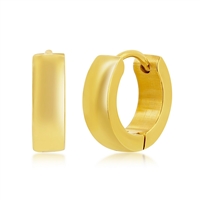 Stainless Steel 13mm Polished Huggie Hoop Earrings - Gold Plated